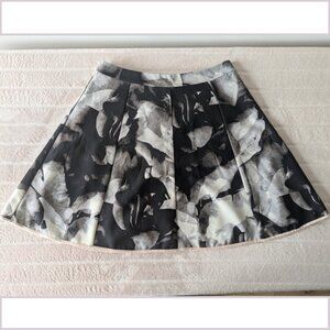Mossimo Black and White Floral Watercolor Mini Skater Skirt